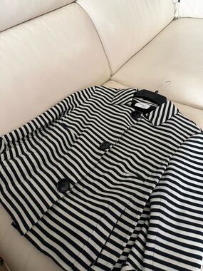 Akris Punto Striped Black & White Cropped Jacket/Blazer